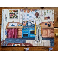 A5 Kunstdruck - Quilter's Kitchen Cozy Natural Dye Illustration von FibreValleyArt
