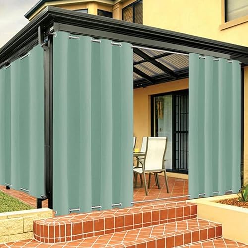 Outdoor Vorhang Wetterfest mit Ösen Oben und Unten, Outdoor Vorhänge Sonnenschutz Wasserdicht Blickdicht Gardinen für Pavillon, Benutzerdefinierte Größe -1 Stück, Grün, B264xH183cm Outdoor Vorhang Wetterfest mit Ösen Oben und Unten, Outdoor Vorhänge Sonnenschutz Wasserdicht Blickdicht Gardinen für Pavillon, Benutzerdefinierte Größe -1 Stück, Grün, B264xH183cm von FicaRico