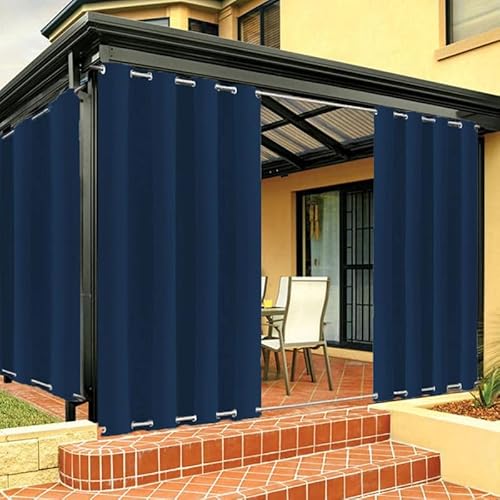 Outdoor Vorhang Wetterfest mit Ösen Oben und Unten, Outdoor Vorhänge Sonnenschutz Wasserdicht Blickdicht Gardinen für Pavillon, Benutzerdefinierte Größe -1 Stück, Marineblau, B264xH183cm Outdoor Vorhang Wetterfest mit Ösen Oben und Unten, Outdoor Vorhänge Sonnenschutz Wasserdicht Blickdicht Gardinen für Pavillon, Benutzerdefinierte Größe -1 Stück, Marineblau, B264xH183cm von FicaRico