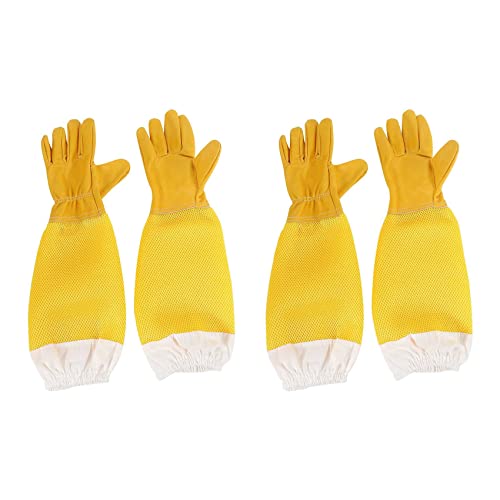 Ficher 2X Imker Handschuhe Biene Aus Ziegen LEDer mit Langen ÄRmeln Aus Belüftetem Imker von Ficher