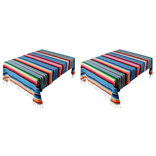 Ficher 2X Mexikanische Decke Sarape Picknick Decke ÜBerwurf Tisch Decke Heiß Stange für Yoga Party, 150X215cm von Ficher