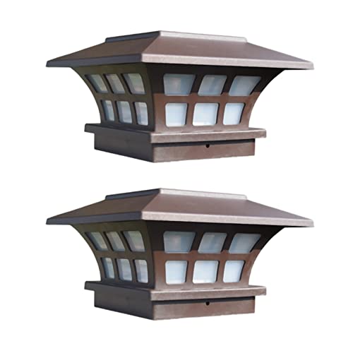 Ficher 2X Solar Pfosten Beleuchtet Zaun Plattform Kappen Licht Angetriebene LED Beleuchtung Im Freien Wasserdicht von Ficher