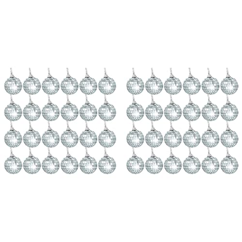 Ficher 48 Stück 2 Disco Ornamente Silber Kugeln für Weihnachten von Ficher