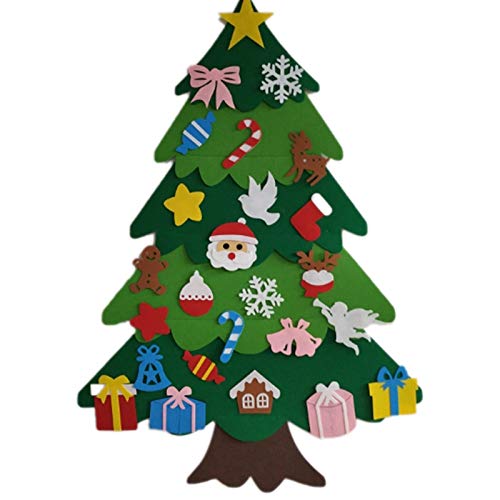 Ficher Kreative Filz Weihnachten für Kinder 3.2Ft DIY Weihnachtsbaum mit Kleinkindern 25 StüCke Ornamente für Kinder Weihnachten Geschenke HäNgen Hause TüR Wand Weihnachten Schmuck von Ficher