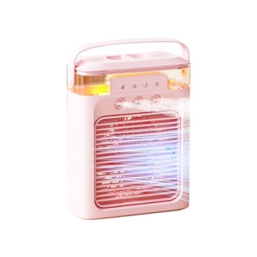 Ficher Tragbare Klimaanlage, Lüfter, Mini-Verdunstungsluftkühler mit 7-Farbigem LED-Licht, 3 Düsen für Schreibtisch-Nachttisch-C von Ficher