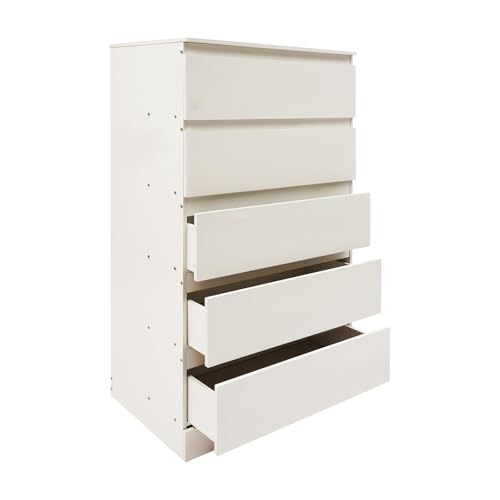 Fichiouy Kommode, 5-Schubladen Kommode Hochschrank, Schubladenschrank, Beistellschrank, bis 25kg belastbar, für Schlafzimmer, Wohnzimmer, Büro, 60x41x109 cm Warmweiß Fichiouy Kommode, 5-Schubladen Kommode Hochschrank, Schubladenschrank, Beistellschrank, bis 25kg belastbar, für Schlafzimmer, Wohnzimmer, Büro, 60x41x109 cm Warmweiß von Fichiouy