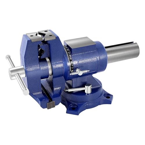 Fichiouy Schraubstock - 360° Drehbar- 125 mm Spannweite- Sicheres Fixieren von Werkstücken mit präzisen Skala und Anti-Rutsch-Backen für Fräsen Schleifen von Fichiouy
