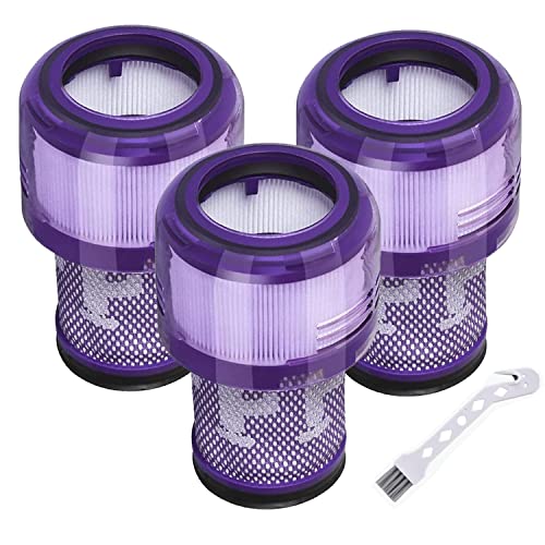 Fictezlove 3 Stück Hepa Filter für Dyson V12 Detect Slim, Ersatzteil Filter for Dyson V12 Slim Absolute Extra/Total Clean/Fluffy Staubsauger, Ersetzen Sie # 971517-01 von Fictezlove