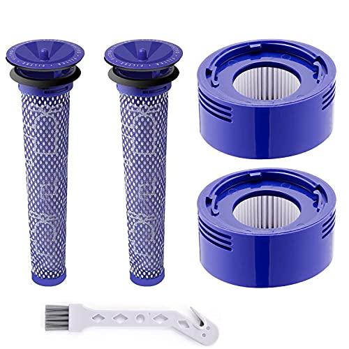 Filter für Dyson, Ersatzfilter für Dyson V8 V7, 2 Stück vorfilter für Dyson V6 V7 V8, 2 Stück Post Filter für Dyson V7 V8 mit Reinigungsbürste Zubehör Kit von Fictezlove