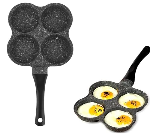 4 Loch Pancake Pfanne, Spiegelei Burger Pfanne Mit Griff, Antihaftbeschichtetes Aluminium Pfannkuchen Omelett Eier Pfanne Brattopf Frühstückszubereiter Küchengerät für Elektrischer Keramikofen von Fictory