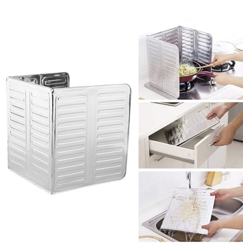 Fictory Kochen Schallwand, Küche Spritzschutz, Aluminiumfolie Antihaft Spritzschutz, Kochen Bratpfanne Ölspritzschutz Küchenabdeckung Gasherd Anti Spritzer Schutz glänzend für Bratpfannen Öl Gasherd von Fictory