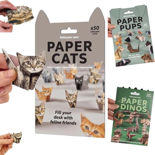 Diy Paper Cats Kit, Fun 3d Paper Dog & Cat & Dinosaur Models,diy-papierkatzen-set,Creative Origami Animal Kit,Contains 50 Origami Sheets,Desk Decor, Fun Craft Activity for Adults & Kids-3pcs von Ficugxd