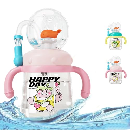 Ficugxd Kinder-wasserbecher,trinkbecher Mit Wal-spritzer,whale Fountain Tumbler,fountain Water Bottle,drinking Cup with Whale Squirt,300 Ml Spill-proof Whale Fountain Cup,with Fun Fountain Effect-A von Ficugxd