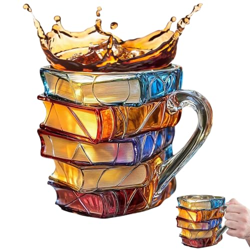 leseglück tasse,solymall bookhaven mug,bemalter buchbecher,bücher tasse 3d kreativ,lackierter buchbecher,lackiertes bemalte buch-tasse | cappuccino tasse mit griff (A) von Ficugxd