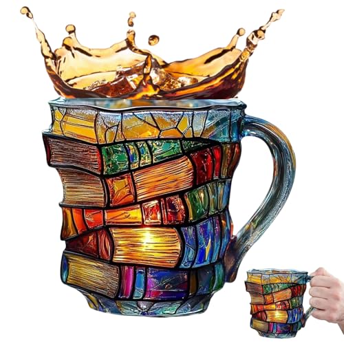 solymall bookhaven mug,bemalter buchbecher,bemalte buchtasse,bücher tasse 3d kreativ,lackierter buchbecher,lackiertes buch tasse,bemalte buch-tasse | cappuccino tasse mit griff für heißgetränke (B) von Ficugxd