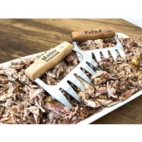 Laser Gravierte Holz & Metall Fleisch Zerkleinerer Bbq Grill Krallen Set von FiddleFramesandCo
