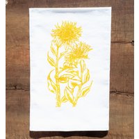 Geschirrtuch - Sonnenblumen Botanisch 100% Baumwolle Mehlsack Küchentuch Küchen Bedruckte Handtücher Gärtner Geschenk Teekanne von FiddlingFerns