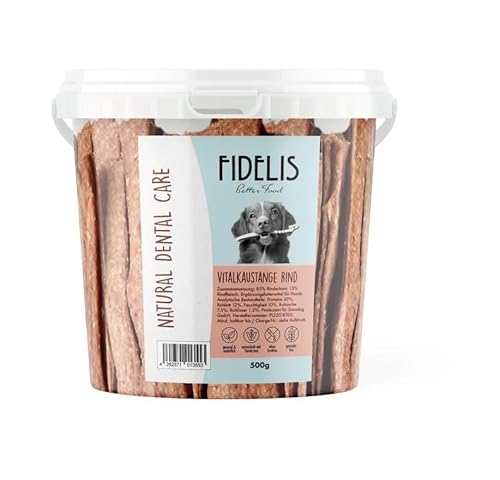 Fidelis - Vitalkaustange Rind - Zahnpflege Snacks für Hunde 500g-Eimer - Luftgetrocknete Leckerlis aus 100% Natürlichen Rohstoffen - Snack zur Zahnhygiene von Fidelis