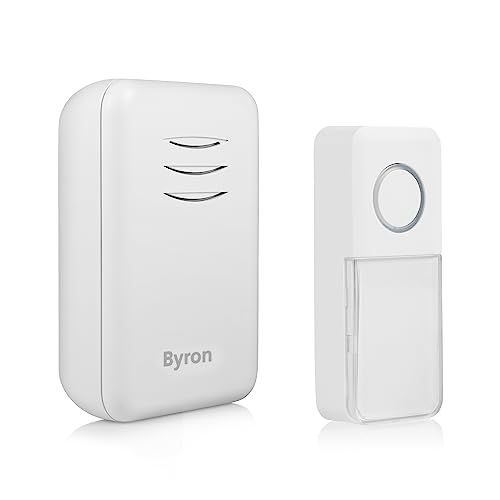 Byron DBY-22311 Funk-Türklingel-Set mit Namensschild – 16 Melodien – bis zu 150 Meter Reichweite – bis zu 6 Türklingeln anschließbar – 5 Stufen Lautstärke – Klingel und Klingeltaster mit Batterie von Byron