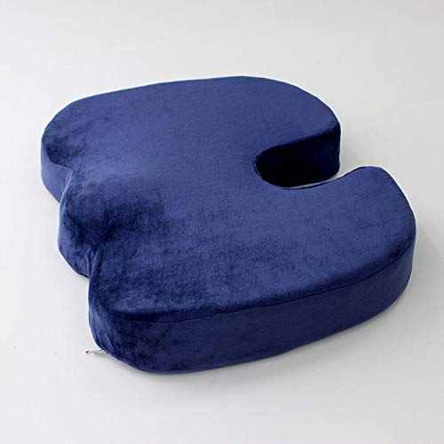 FiduMed Orthopädisches Sitzkissen aus Gedächtnisschaum mit Gel-Beschichtung - rutschfester Bezug Ideal bei Steißbeinproblemen - Hochwertig und bequem bei Rückenschmerzen | Hämorrhoiden (Blau) von Fiducia