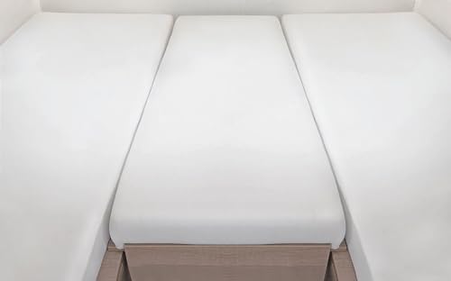 Castejo Spannbettlaken 3er-Set für Wohnmobil oder Wohnwagen - Heckbett - Single-Jersey - Patin Größe 70x190 cm - 85x210 cm (2X) + 35x130-50x145 (weiß) von Fiducia