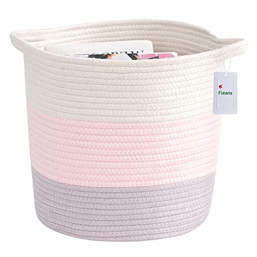 Fieans Baumwolle Seil Wäschekorb Groß Aufbewahrungskorb Geflochtener Baumwollseilkorb für Spielzeug Kleidung Kinderzimmer Organizer - Rosa von Fieans
