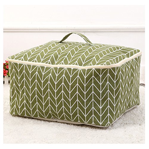 Fieans Faltbare Aufbewahrungsbox Aufbewahrungstasche aus Leinen Tragetasche für Bettdecken 47 x 40 x 22 cm-Green von Fieans