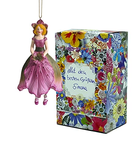 Blumen-Mädchen Christrose zum Hängen Elfen-Dekofigur Flower Fairy Figur Blumenfigur Skulptur Blumenkinder in Geschenk-Box von Fiebiger Floristik
