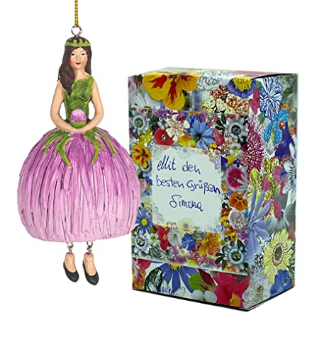 Fiebiger Floristik Figur Distel zum Aufhängen für Mädchen Elfen Figur Blume Skulptur mit Geschenkbox von Fiebiger Floristik
