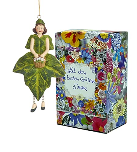 Blumen-Mädchen Efeu zum Hängen Elfen-Dekofigur Flower Fairy Figur Blumenfigur Skulptur Blumenkinder in Geschenk-Box von Fiebiger Floristik