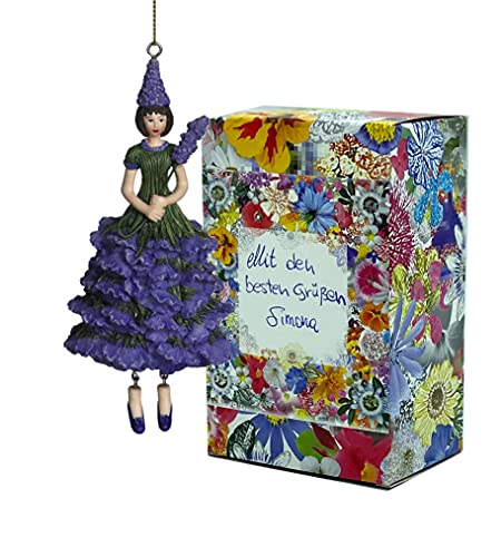 Blumen-Mädchen Elfen-Dekofigur Lavendel zum Hängen Flower Fairy Figur Dekofigur Blumen Skulptur in Geschenk-Box von Fiebiger Floristik