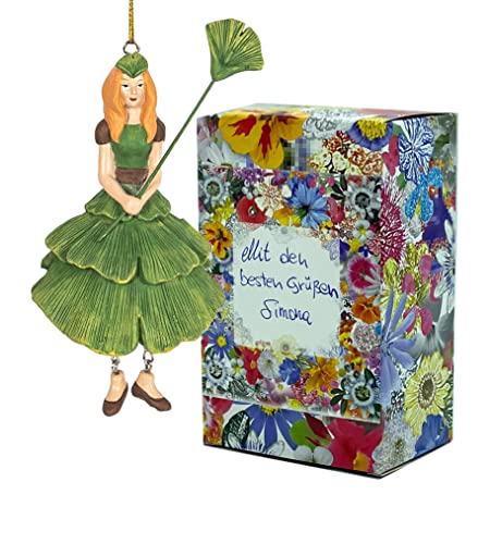 Blumen-Mädchen Ginkgomädchen zum Hängen Elfen-Dekofigur Flower Fairy Figur Blumenfigur Skulptur Blumenkinder in Geschenk-Box von Fiebiger Floristik