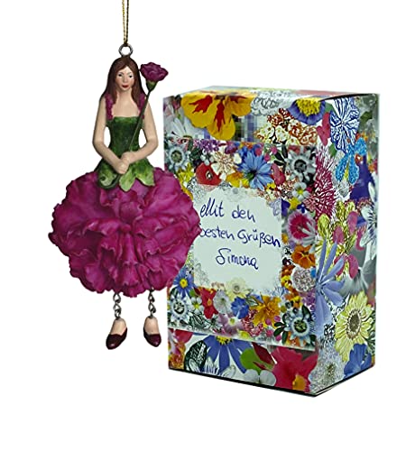 Blumen-Mädchen Nelke zum Hängen Elfen-Dekofigur Flower Fairy Figur Blumenfigur Skulptur Blumenkinder in Geschenk-Box von Fiebiger Floristik