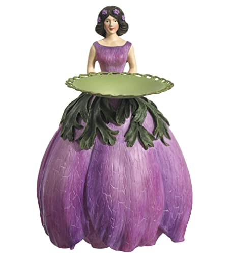 Blumenmädchen Anemonenmädchen mit Teller Deko-Figur Garten Geburtstag Geschenk Teelichthalter Kerzenhalter, 16 cm von Fiebiger Floristik