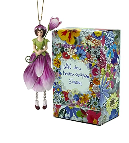 Blumenmädchen Magnolie zum Hängen Elfen-Dekofigur Flower Fairy Figur Blumenfigur Skulptur Blumenkinder in Geschenk-Box von Fiebiger Floristik