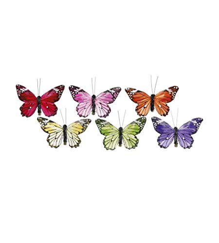 Fiebiger Floristik 6 Stück Künstliche Schmetterlinge mit Clip Sommerbunt Dekofigur Blumen-Deko für Zuhause, Blumen-Deko, ca. 11 cm von Fiebiger Floristik