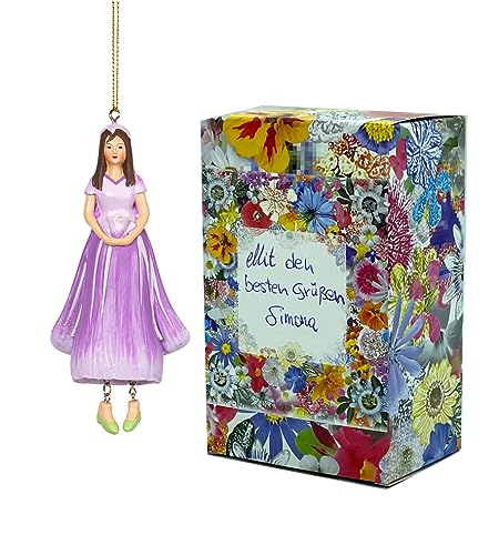 Fiebiger Floristik Blumen-Mädchen Fingerhutmädchen hellila zum Hängen Elfen-Dekofigur Flower Fairy Figur Blumenfigur Skulptur Blumenkinder in Geschenk-Box von Fiebiger Floristik