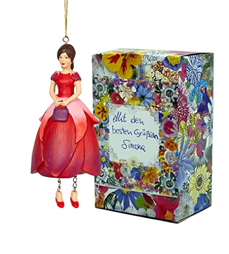 Fiebiger Floristik Blumen-Mädchen Fuchsienmädchen zum Hängen Elfen-Dekofigur Flower Fairy Figur Blumenfigur Skulptur Blumenkinder in Geschenk-Box von Fiebiger Floristik