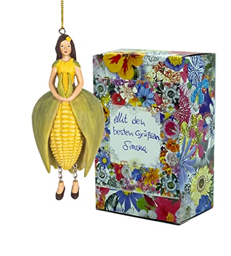 Fiebiger Floristik Blumenfee für Mädchen Mais zum Aufhängen – Blumenfigur – Skulptur von Blumen – mit Geschenkbox von Fiebiger Floristik