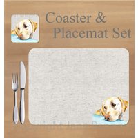 Labrador Tischset Und Untersetzer Mit Kunstwerken Von Jane Bannon von FieldandFurGifts