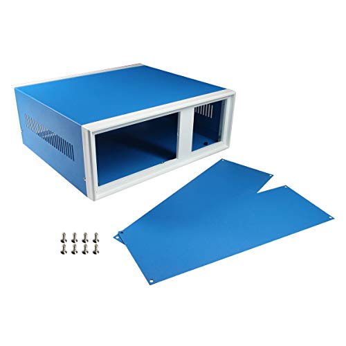 Fielect 31 x 28,5 x 11,5 cm, elektronisches Gehäuse, blaues Metallgehäuse, Projektbox, DIY-Box, Abzweigungskoffer, Gehäuse von Fielect