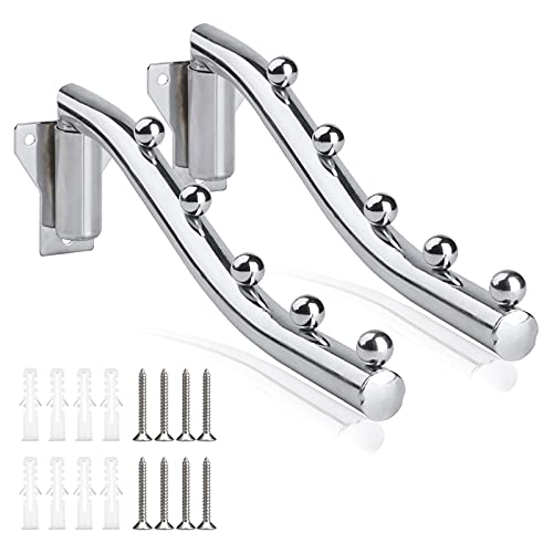 Klappbarer Kleiderbügel Wand, Klapphaken Faltbar Wand, Platzsparend Kleiderschrank Haken Halter Metall Wand Kleiderlüfter Garderobenhaken Kleiderständer für Kleine Räume, Ecken, Bäder, Büro, 2 PCS von Burlife