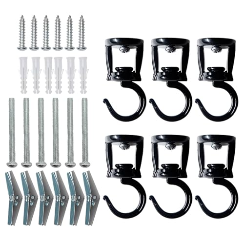 Fierudeng Drehbare Decken Haken | 6 Stück Metall Rotierende Deckenmontage Haken - Robuste Multifunktions-Halter Für Lampen, Windspiele Und Moskitonetze Fierudeng Drehbare Decken Haken | 6 Stück Metall Rotierende Deckenmontage Haken - Robuste Multifunktions-Halter Für Lampen, Windspiele Und Moskitonetze von Fierudeng