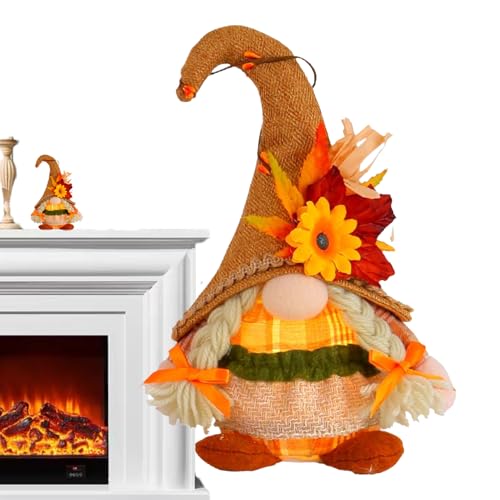 Fierudeng Gnom Plüschfigur | Thanksgiving Gnom Plüsch mit LED Licht | Saisonale Deko Figur für Schreibtisch Nachttisch | Garten Tisch Yard Kamin von Fierudeng