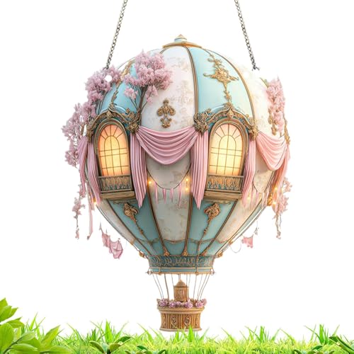 Fierudeng Heiße Luftballon Solarlampe | Solarlicht Heißluftballon Laterne | 2D Modell Deko Für Hof Weg Vorgarten Terrasse Garten Haus Camping Hochzeit Feier Freunde von Fierudeng