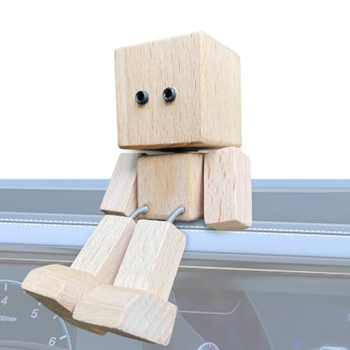 Fierudeng Holzfigur Mann,Bewegliche Kunstfigur - Mit Magnetbasis Wackelfigur Für Kinder Schreibtischdekoration Wohnaccessoire von Fierudeng