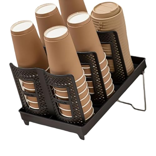 Fierudeng Kaffeebecher Organizer | 6 Fächer Organizer Für Kaffeetassen Für Die Küchentheke - Rutschfestes Aufrechtes 6 Fächer Platzsparend Für Küche Tisch Zuhause Gastronomie von Fierudeng