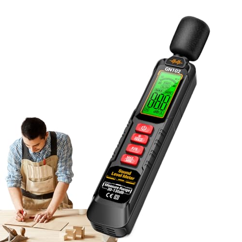 Fierudeng Schallpegelmesser - Db Messgerät,LCD Display mit Hintergrundbeleuchtung A-Bewertung Präziser Messbereich 30-130dB Kompaktes Design Datenhaltefunktion für Fabrik Arbeitsplatz Industrie Umwelt von Fierudeng