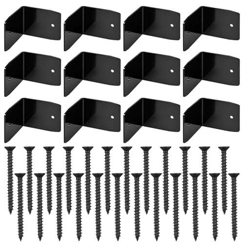 Fierudeng Schwarze Sparrenhalter | 12 Stück Stahl Winkelverbinder Dachhalterungen - Für Pergola Carport Überdachung Geländer Balkon Befestigung von Fierudeng