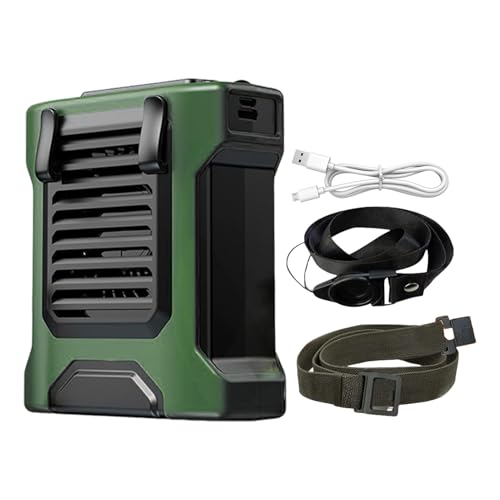 Fierudeng Tragbarer Taille Lüfter | Tragbares Gebläse Mit 4-Stufen Und Taschenlampe,Aufladbar Mit Taschenlampe Und Powerbank Für Camping Angeln Und Outdoor Sport von Fierudeng